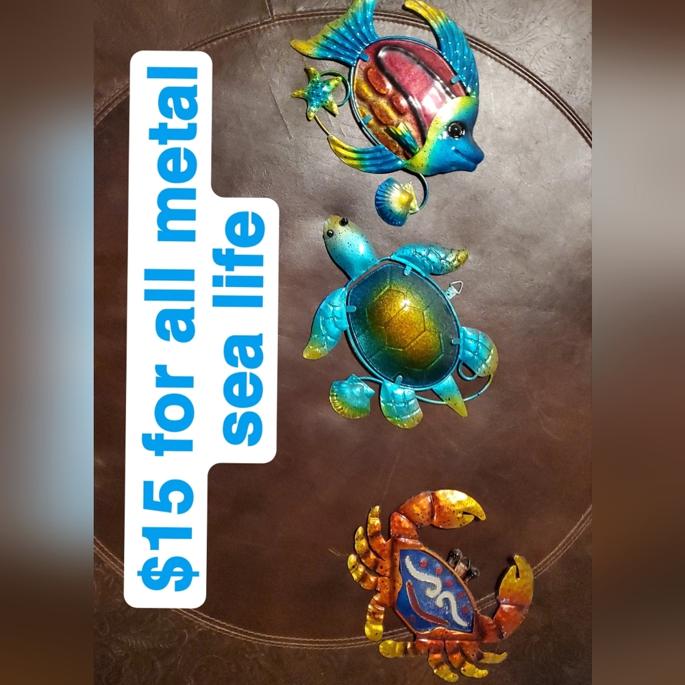 Colorful Metal Sea Life Wall Decor